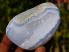 Polished Palm Size Blue Lace Agate Free Forms x 12 From Nsanje, Malawi - Toprock Gemstones and Minerals 