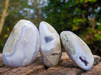 Polished Palm Size Blue Lace Agate Free Forms x 12 From Nsanje, Malawi - Toprock Gemstones and Minerals 