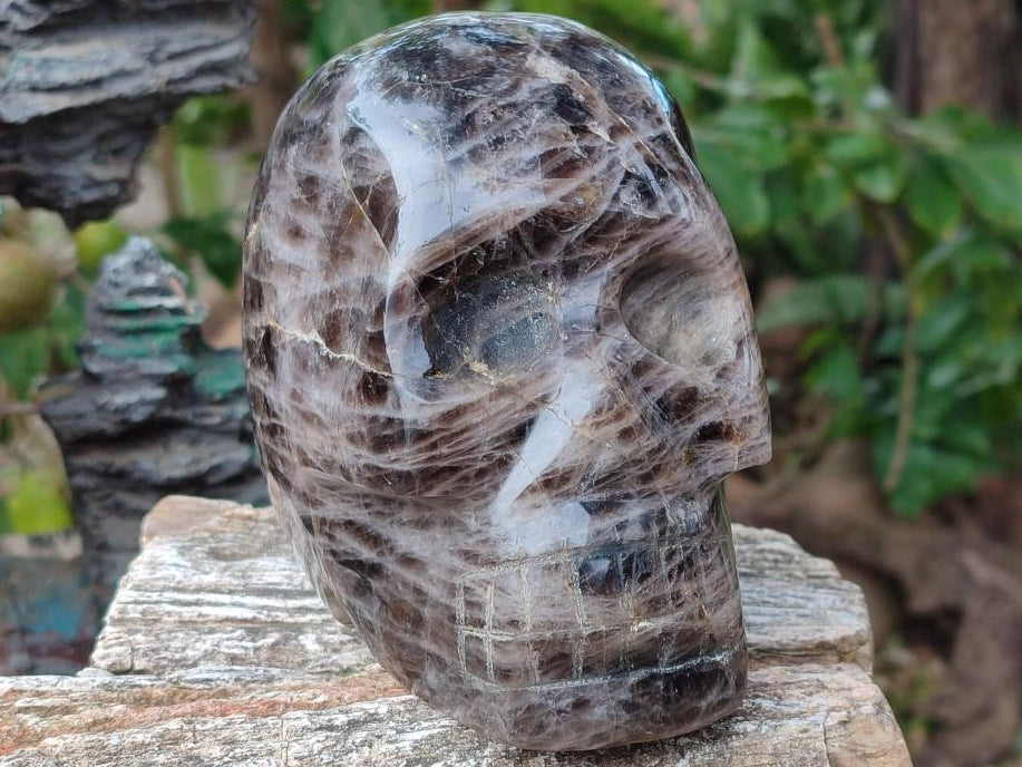Hand Made Large Smokey Window Quartz Skull Carving x 1 From Madagascar - Toprock Gemstones and Minerals 