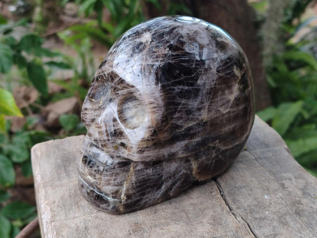 Hand Made Large Smokey Window Quartz Skull Carving x 1 From Madagascar - Toprock Gemstones and Minerals 