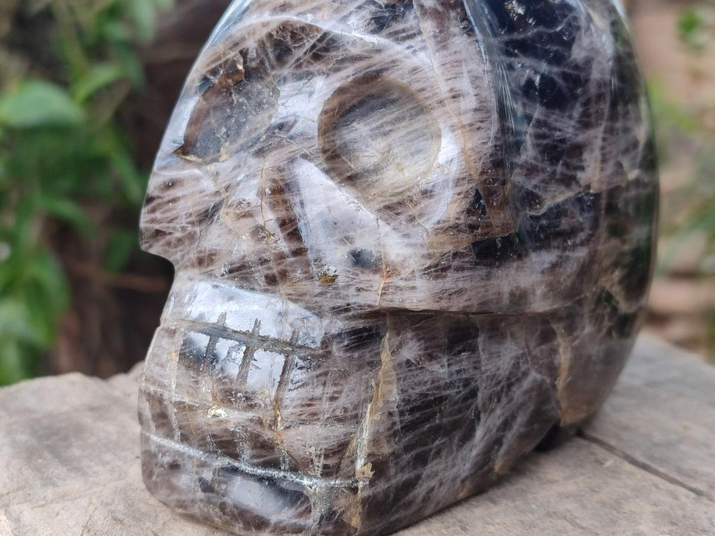 Hand Made Large Smokey Window Quartz Skull Carving x 1 From Madagascar - Toprock Gemstones and Minerals 