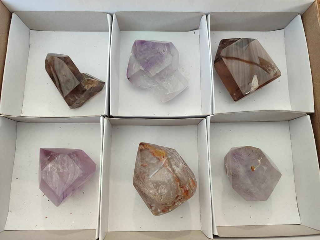 Polished Mixed Quartz Crystals x 6 From Madagascar - Toprock Gemstones and Minerals 