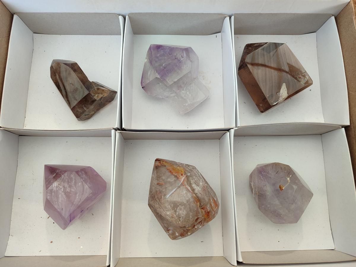 Polished Mixed Quartz Crystals x 6 From Madagascar - Toprock Gemstones and Minerals 
