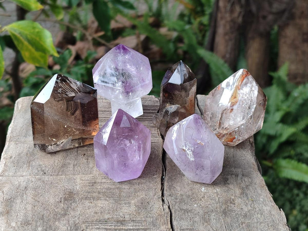 Polished Mixed Quartz Crystals x 6 From Madagascar - Toprock Gemstones and Minerals 
