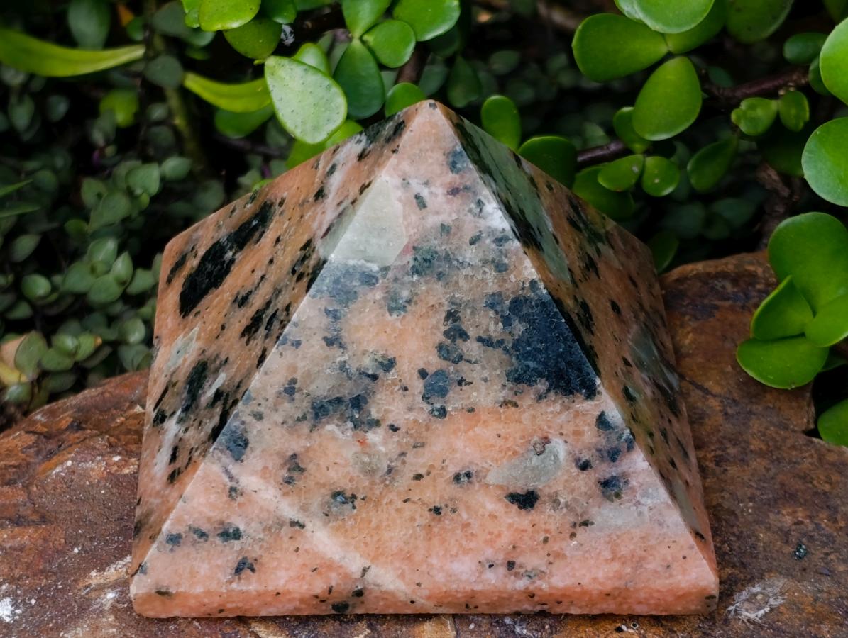 Polished Orange Calcite with Biotite Mica Pyramids x 2 From Madagascar - Toprock Gemstones and Minerals 