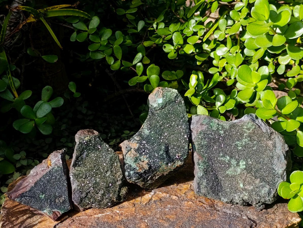 Natural Libethenite Crystals on Dolomite Matrix Specimens x 4 From Shituru, Congo - Toprock Gemstones and Minerals 