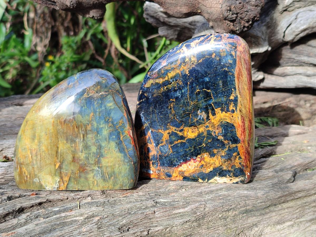 Polished Nellite Tigers Eye Standing Display Pieces x 4 From Prieska, South Africa - Toprock Gemstones and Minerals 