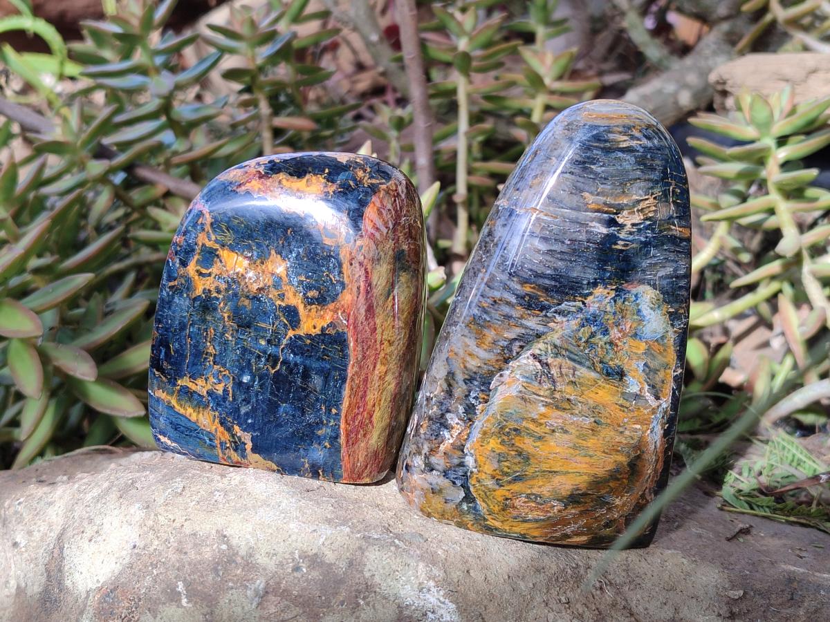 Polished Nellite Tigers Eye Standing Display Pieces x 4 From Prieska, South Africa - Toprock Gemstones and Minerals 