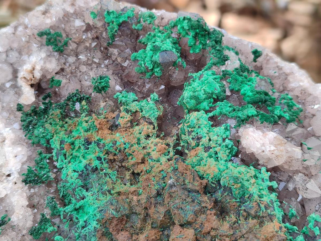 Natural XL Quartz and Malachite Specimen x 1 From Kasompe, Congo - Toprock Gemstones and Minerals 