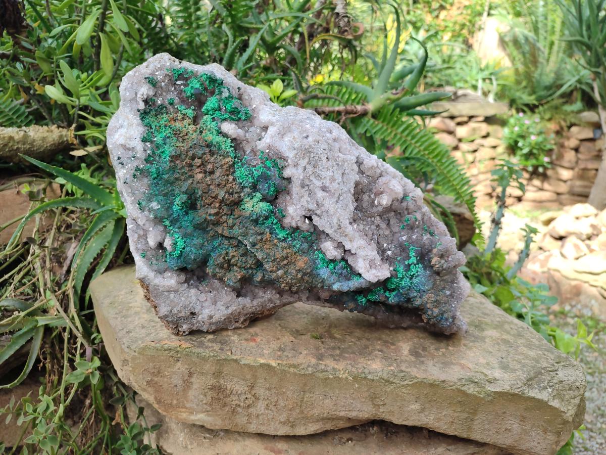 Natural XL Quartz and Malachite Specimen x 1 From Kasompe, Congo - Toprock Gemstones and Minerals 