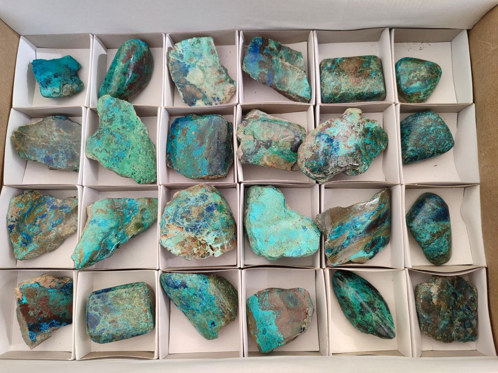 Polished One Side Shattuckite Slices x 24 From Kaokoveld, Namibia - Toprock Gemstones and Minerals 