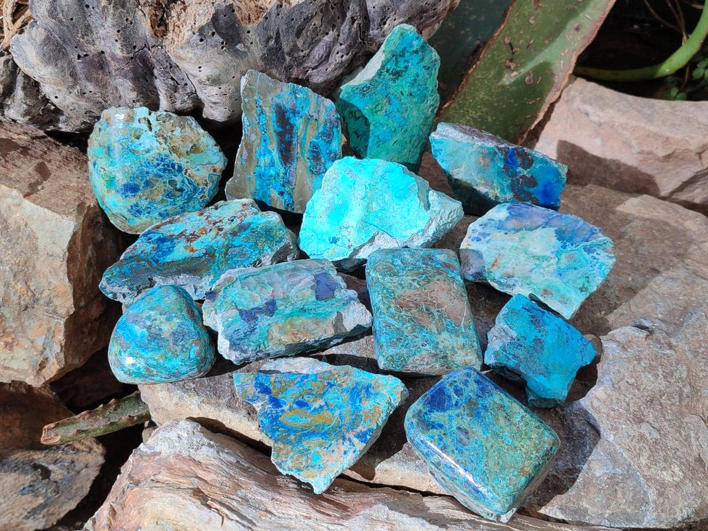 Polished One Side Shattuckite Slices x 24 From Kaokoveld, Namibia - Toprock Gemstones and Minerals 