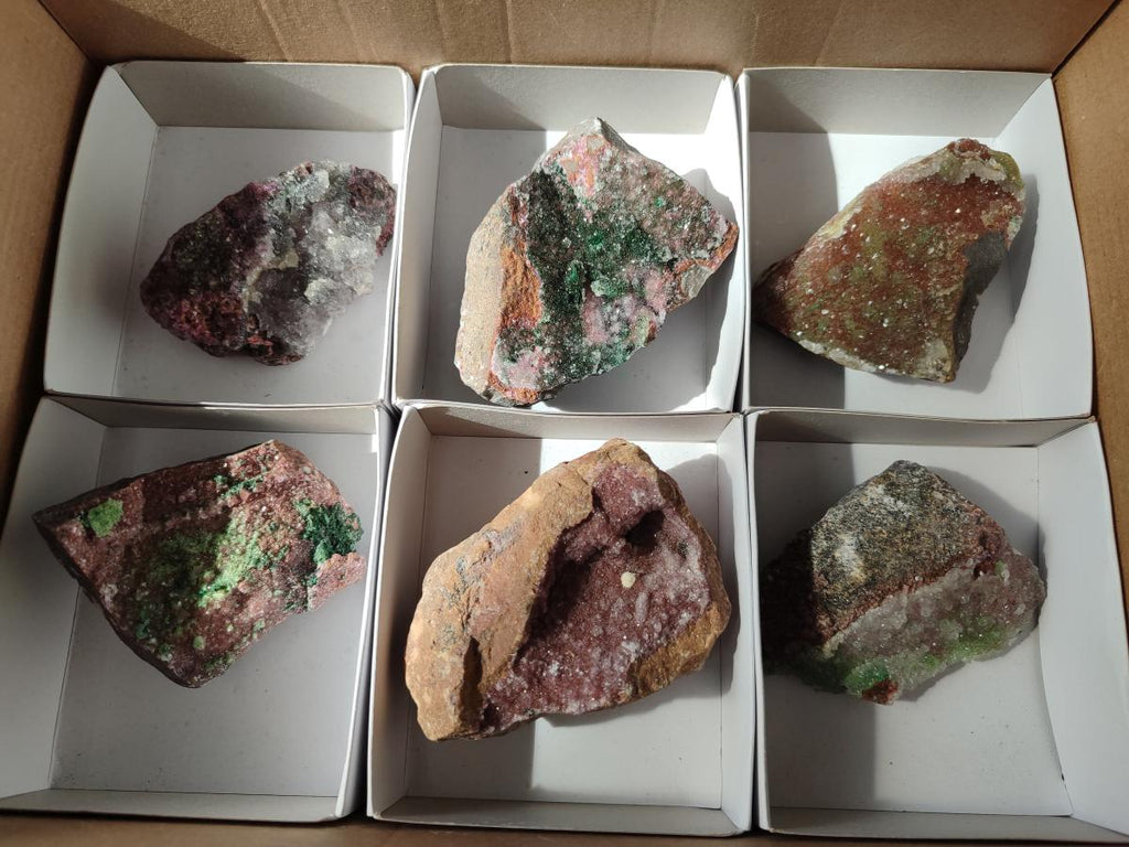 Natural Drusy Salrose Cobaltoan Dolomite with Associated Minerals x 6 From Kakanda, Congo - Toprock Gemstones and Minerals 