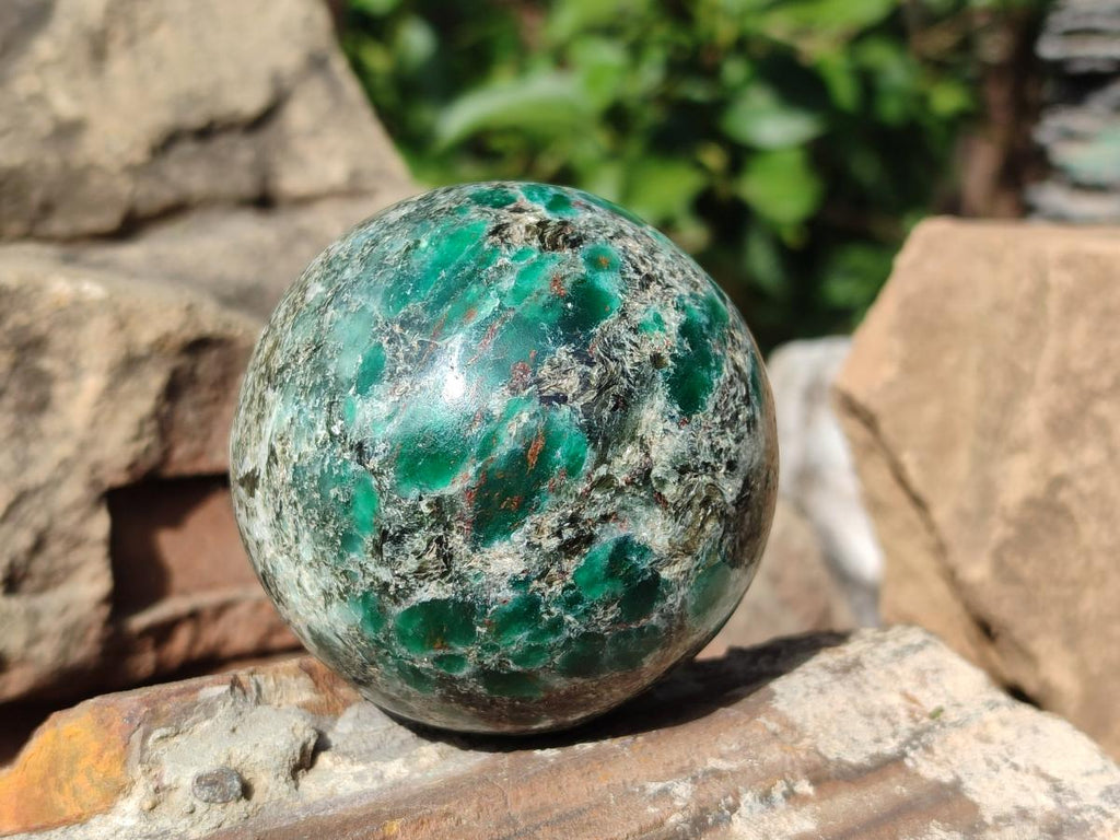 Polished Emerald Mica 'Mutokolite' Spheres x 2 From Mutoko, Zimbabwe - Toprock Gemstones and Minerals 