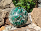 Polished Emerald Mica 'Mutokolite' Spheres x 2 From Mutoko, Zimbabwe - Toprock Gemstones and Minerals 