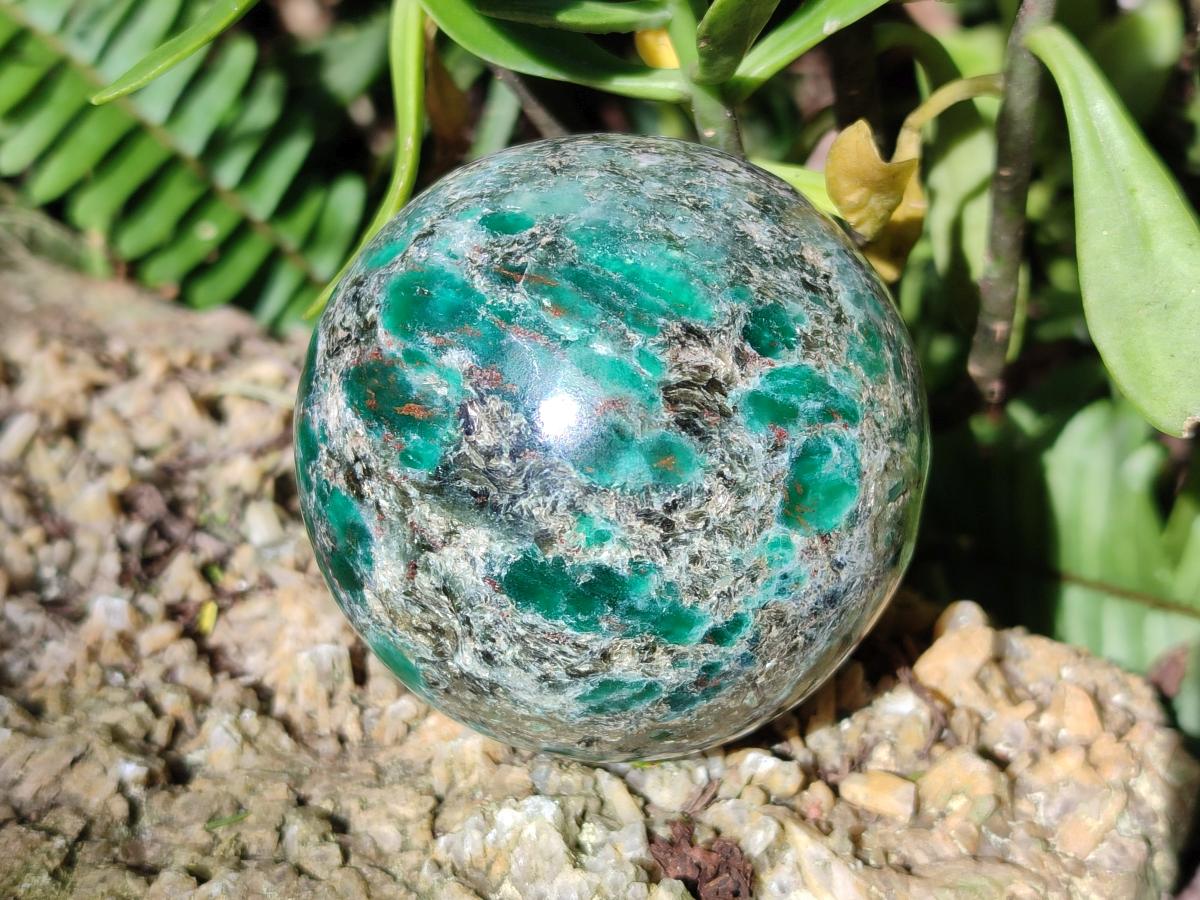 Polished Emerald Mica 'Mutokolite' Spheres x 2 From Mutoko, Zimbabwe - Toprock Gemstones and Minerals 