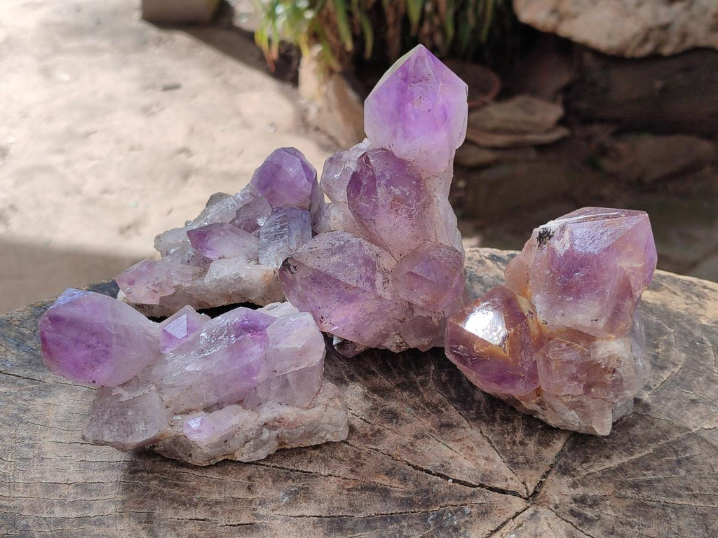 Natural Jacaranda Amethyst Clusters x 4 From Mumbwa, Zambia - Toprock Gemstones and Minerals 