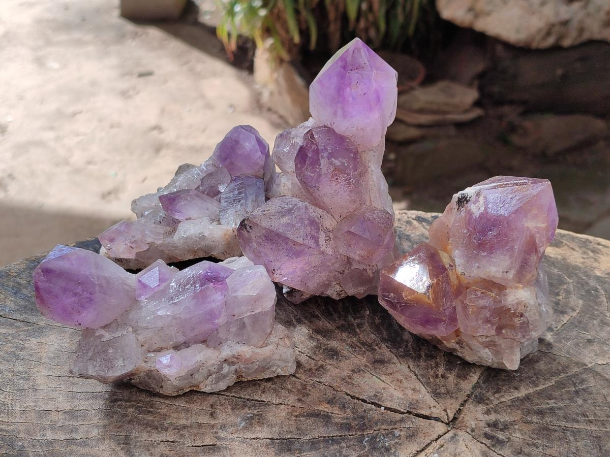 Natural Jacaranda Amethyst Clusters x 4 From Mumbwa, Zambia - Toprock Gemstones and Minerals 