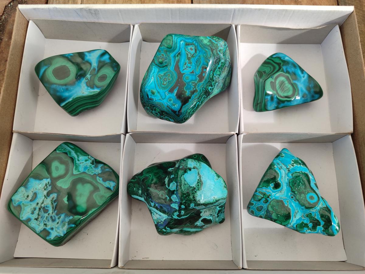 Polished Malacolla Free Forms x 6 From Kulukuluku, Congo - Toprock Gemstones and Minerals 