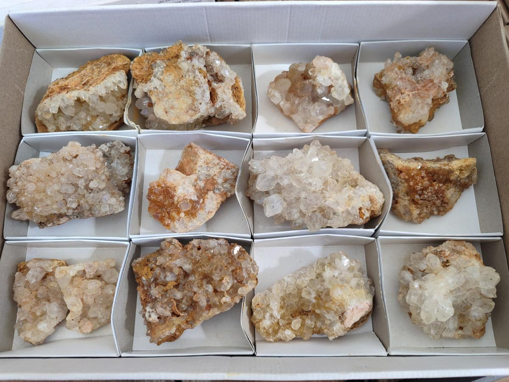 Natural Golden Limonite Quartz Cluster Specimens with Goethite x 13 From Solwezi, Zambia - Toprock Gemstones and Minerals 