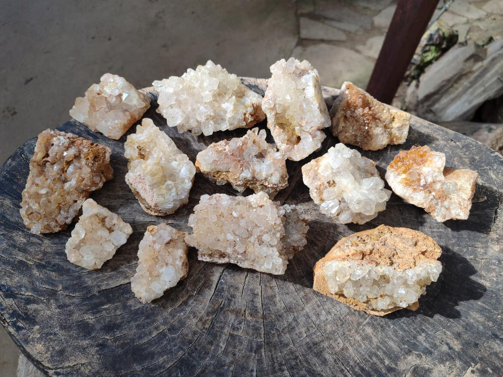 Natural Golden Limonite Quartz Cluster Specimens with Goethite x 13 From Solwezi, Zambia - Toprock Gemstones and Minerals 