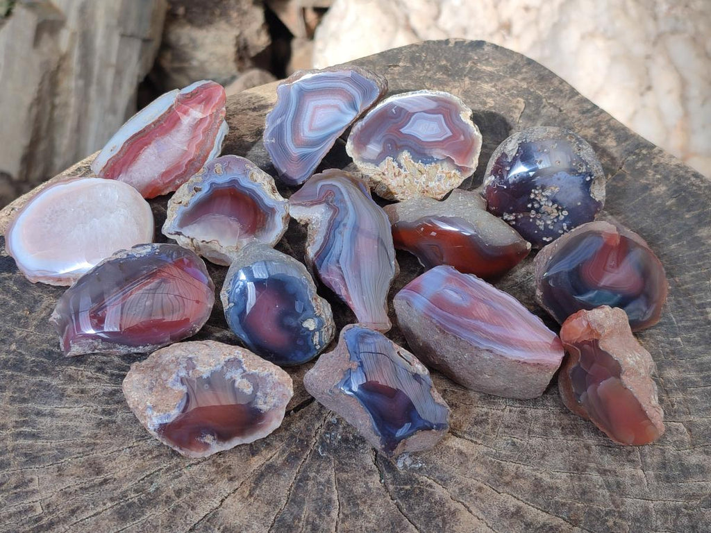 Polished One Side Red Shashe River Agate Nodules x 24 From Shashe River, Zimbabwe - Toprock Gemstones and Minerals 