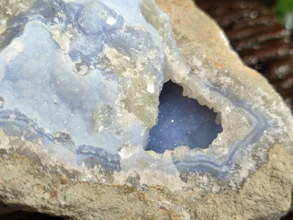 Natural Blue Lace Agate Geode Specimens with Dogtooth Calcite x 4 From Nsanje, Malawi - Toprock Gemstones and Minerals 