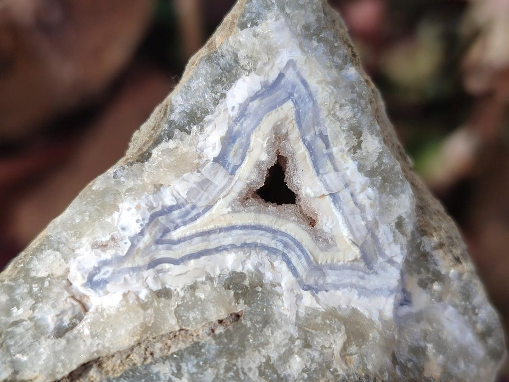 Natural Blue Lace Agate Geode Specimens with Dogtooth Calcite x 4 From Nsanje, Malawi - Toprock Gemstones and Minerals 
