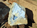 Natural Blue Lace Agate Geode Specimens with Dogtooth Calcite x 4 From Nsanje, Malawi - Toprock Gemstones and Minerals 
