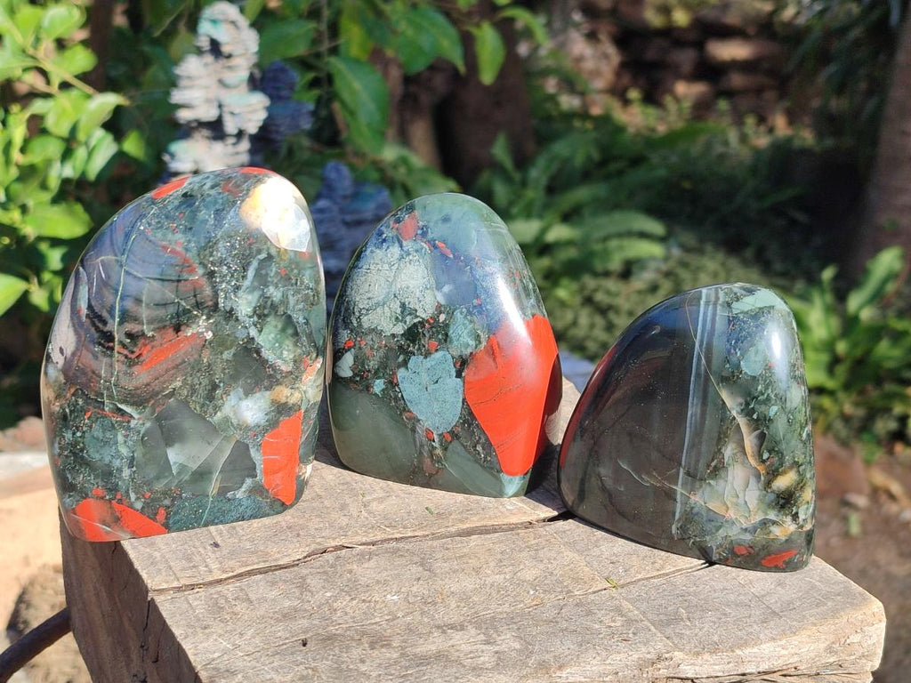 Polished Bloodstone Standing Display Pieces x 3 From Swaziland - Toprock Gemstones and Minerals 