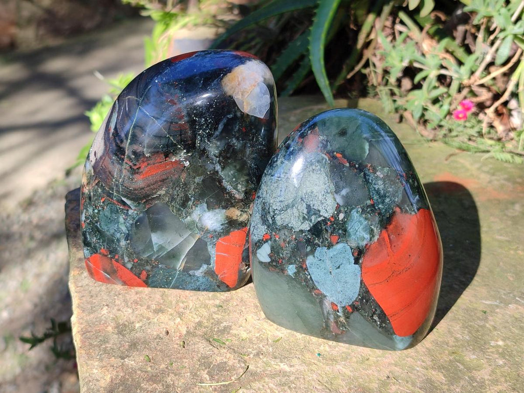 Polished Bloodstone Standing Display Pieces x 3 From Swaziland - Toprock Gemstones and Minerals 