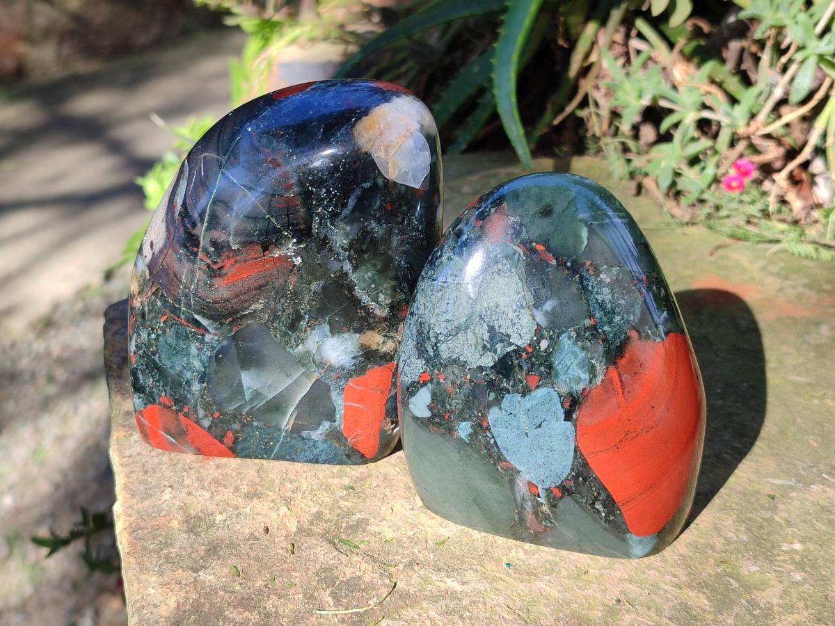 Polished Bloodstone Standing Display Pieces x 3 From Swaziland - Toprock Gemstones and Minerals 