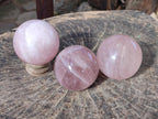 Polished Gemmy Star Rose Quartz Spheres x 3 From Madagascar - Toprock Gemstones and Minerals 