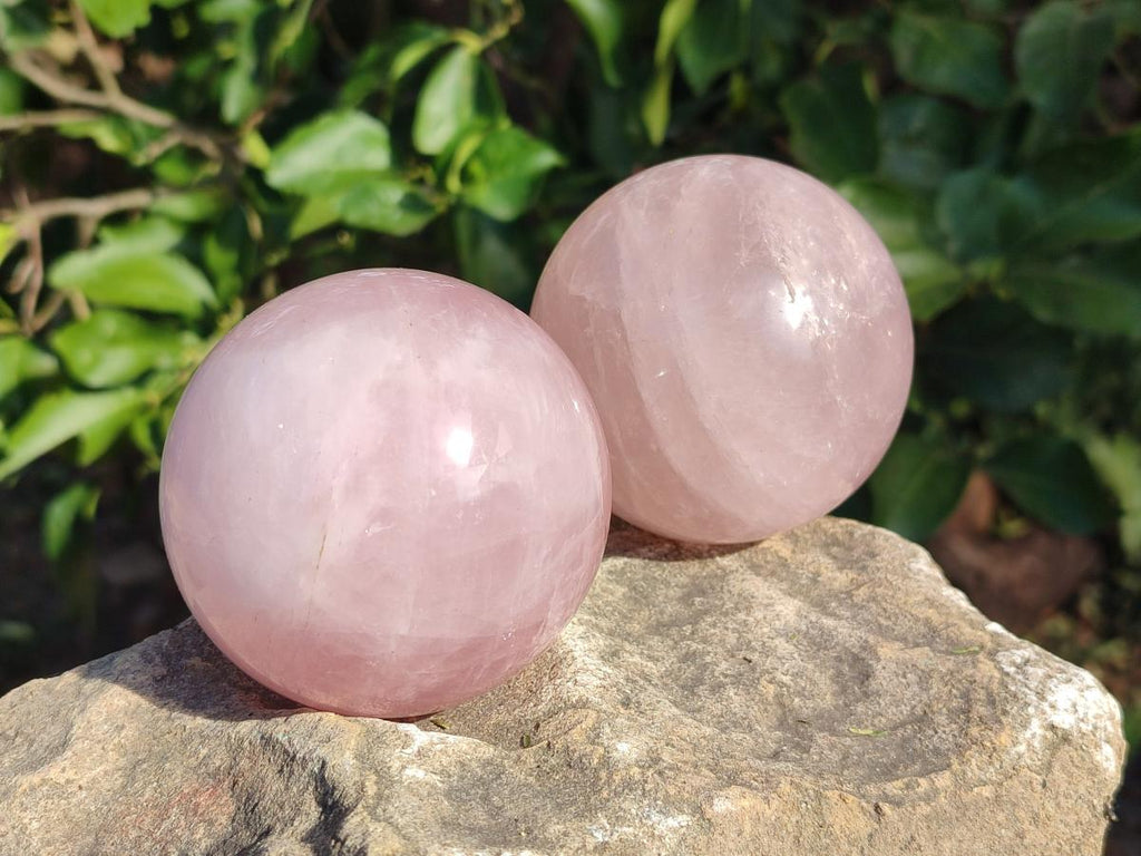Polished Gemmy Star Rose Quartz Spheres x 3 From Madagascar - Toprock Gemstones and Minerals 