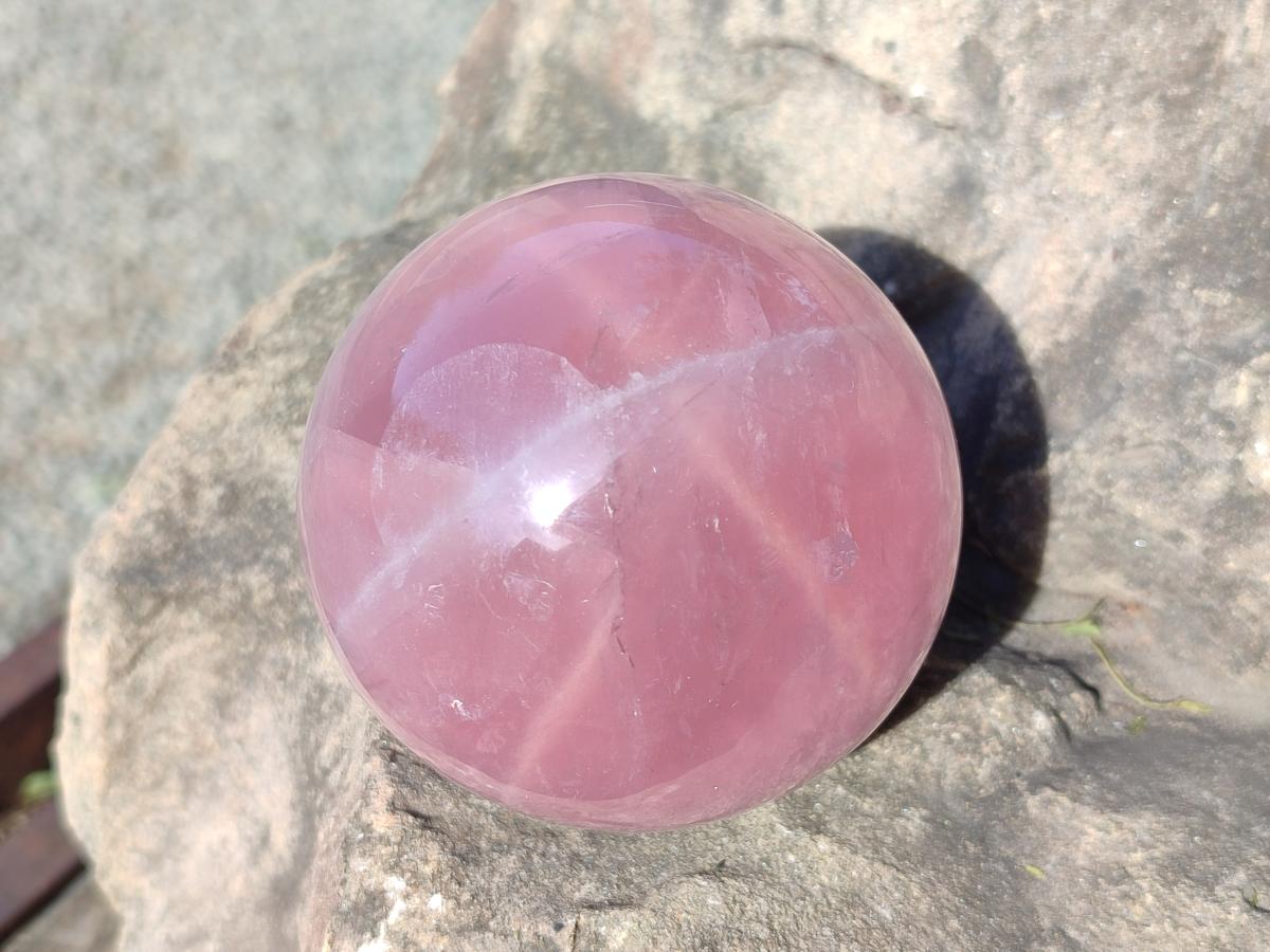 Polished Gemmy Star Rose Quartz Spheres x 3 From Madagascar - Toprock Gemstones and Minerals 