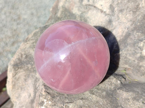 Polished Gemmy Star Rose Quartz Spheres x 3 From Madagascar - Toprock Gemstones and Minerals 