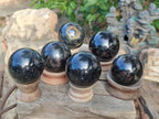 Polished "Water Sapphire" Spheres with Sillimanite x 6 From Ambatofinandrahana, Madagascar - Toprock Gemstones and Minerals 