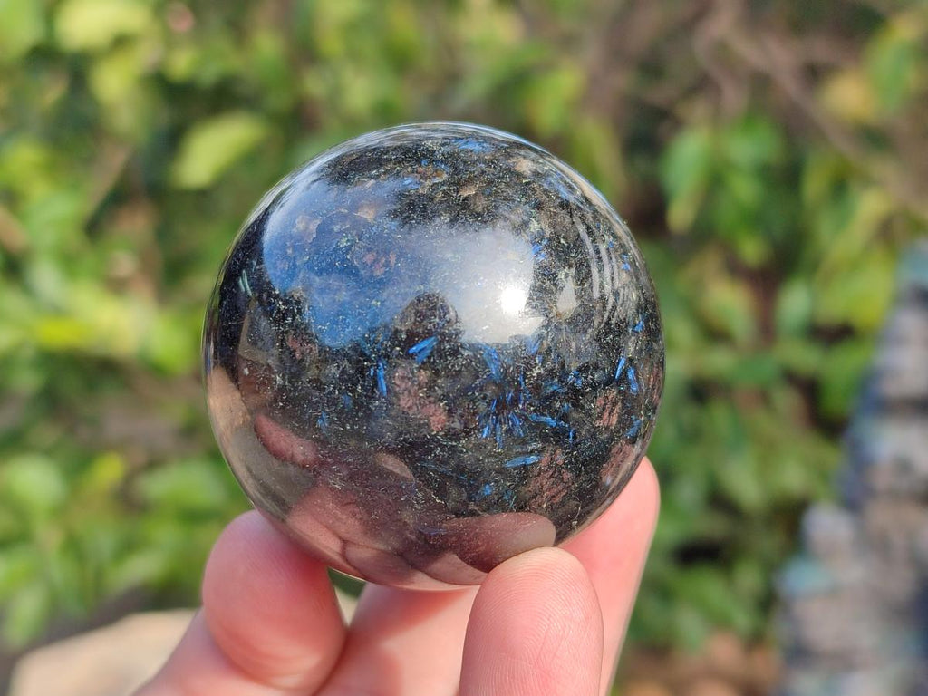 Polished "Water Sapphire" Spheres with Sillimanite x 6 From Ambatofinandrahana, Madagascar - Toprock Gemstones and Minerals 