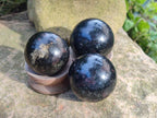 Polished "Water Sapphire" Spheres with Sillimanite x 6 From Ambatofinandrahana, Madagascar - Toprock Gemstones and Minerals 