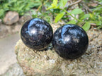 Polished "Water Sapphire" Spheres with Sillimanite x 6 From Ambatofinandrahana, Madagascar - Toprock Gemstones and Minerals 