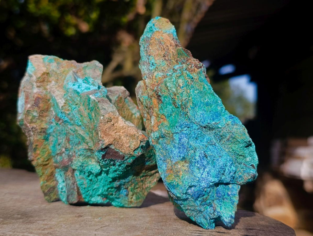 Natural Cobbed Shattuckite Specimens with Associated Minerals x 12 From Kaokoveld, Namibia - Toprock Gemstones and Minerals 