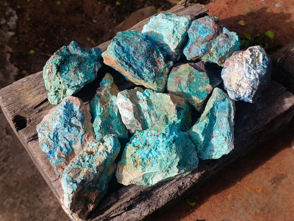 Natural Cobbed Shattuckite Specimens with Associated Minerals x 12 From Kaokoveld, Namibia - Toprock Gemstones and Minerals 