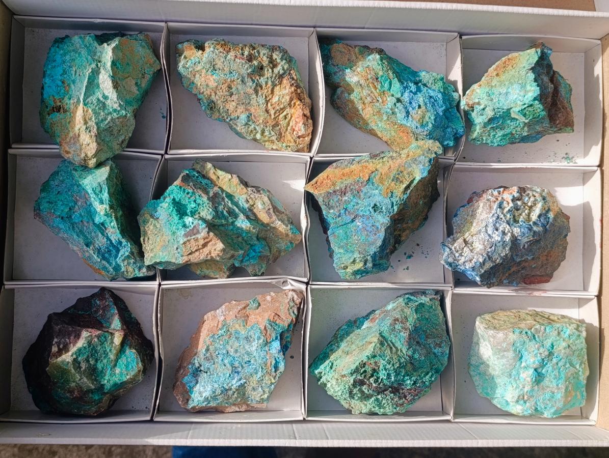 Natural Cobbed Shattuckite Specimens with Associated Minerals x 12 From Kaokoveld, Namibia - Toprock Gemstones and Minerals 