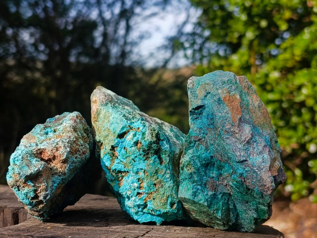 Natural Cobbed Shattuckite Specimens with Associated Minerals x 12 From Kaokoveld, Namibia - Toprock Gemstones and Minerals 