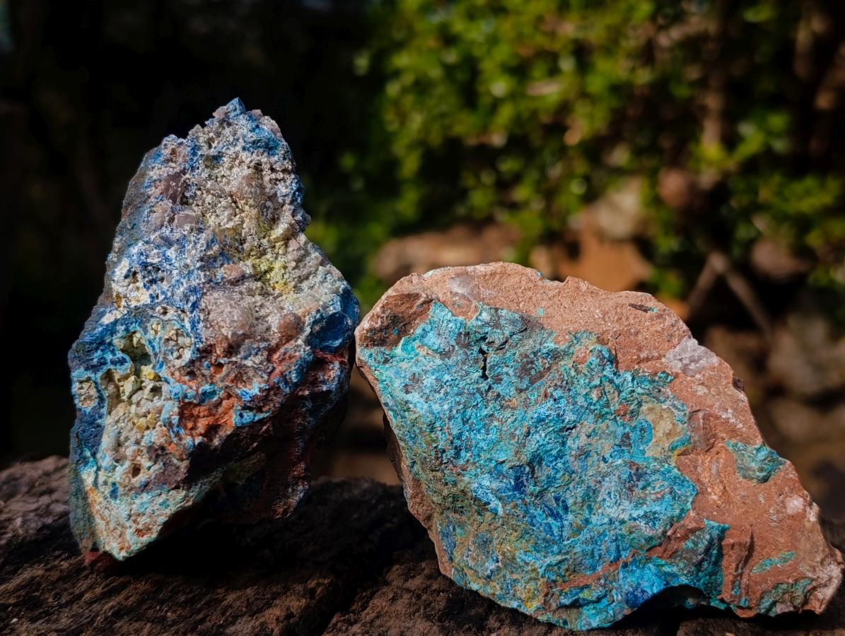 Natural Cobbed Shattuckite Specimens with Associated Minerals x 12 From Kaokoveld, Namibia - Toprock Gemstones and Minerals 