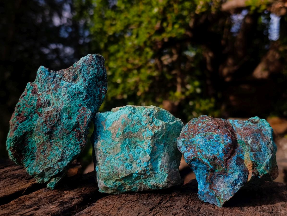 Natural Cobbed Shattuckite Specimens with Associated Minerals x 12 From Kaokoveld, Namibia - Toprock Gemstones and Minerals 