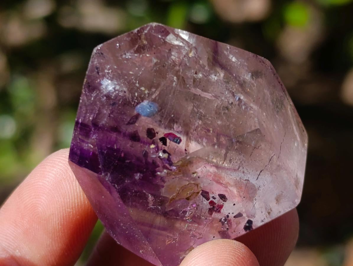Polished Smokey Window Amethyst Crystals x 24 From Akansobe, Madagascar - Toprock Gemstones and Minerals 