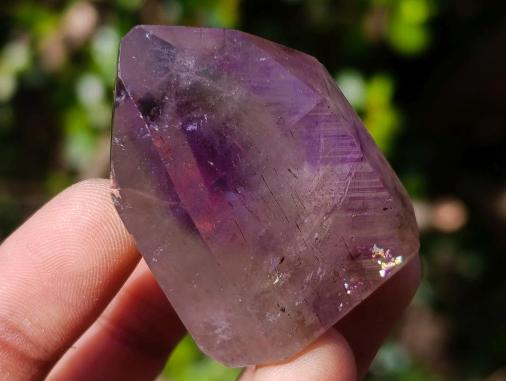 Polished Smokey Window Amethyst Crystals x 24 From Akansobe, Madagascar - Toprock Gemstones and Minerals 