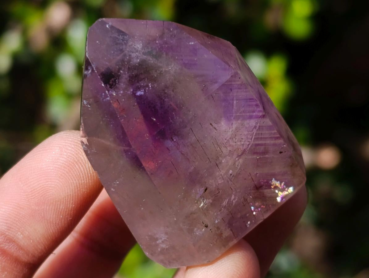 Polished Smokey Window Amethyst Crystals x 24 From Akansobe, Madagascar - Toprock Gemstones and Minerals 