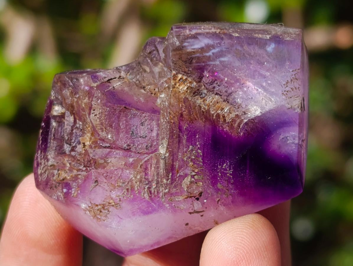 Polished Smokey Window Amethyst Crystals x 24 From Akansobe, Madagascar - Toprock Gemstones and Minerals 